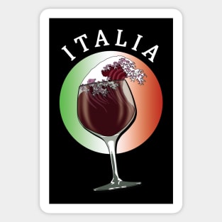 Glass of Italian Wine and Flag of Italy - Italia Sticker